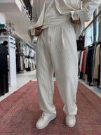 Ecru Velvet Baggy Pants TW-7004