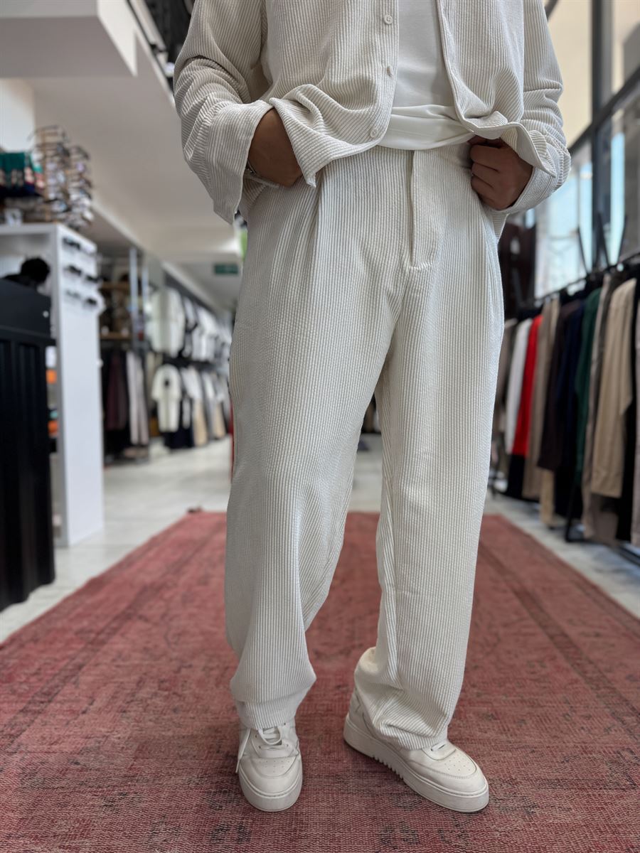 Ecru Velvet Baggy Pants TW-7004