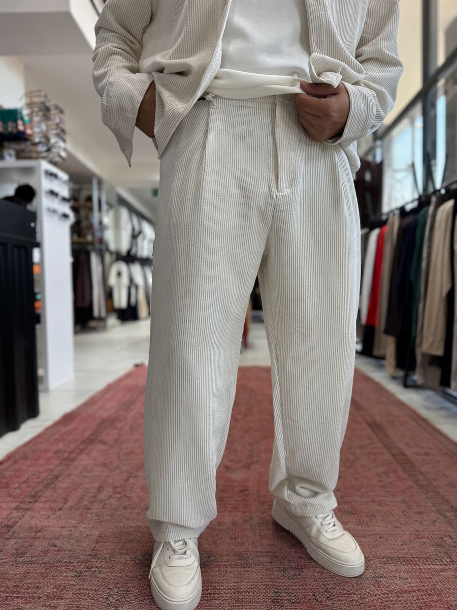 Ecru Velvet Baggy Pants TW-7004