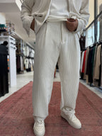 Ecru Velvet Baggy Pants TW-7004