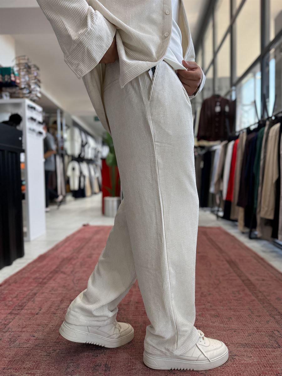 Ecru Velvet Baggy Pants TW-7004