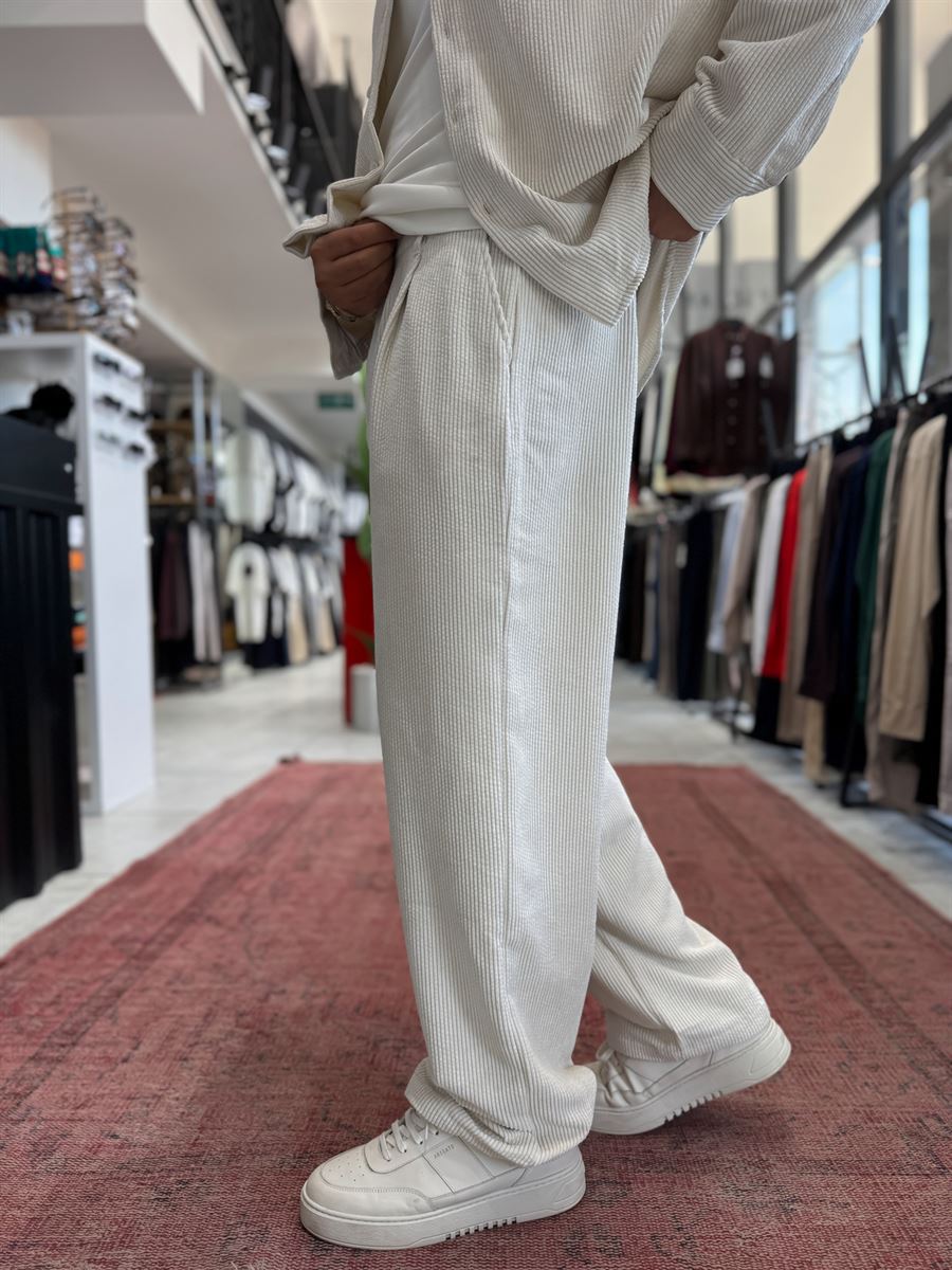 Ecru Velvet Baggy Pants TW-7004