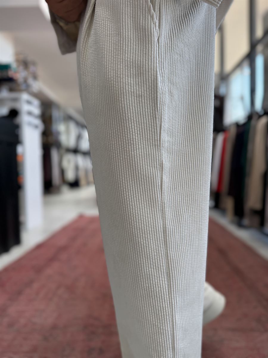 Ecru Velvet Baggy Pants TW-7004