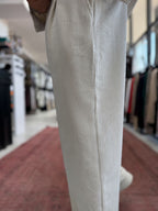Ecru Velvet Baggy Pants TW-7004