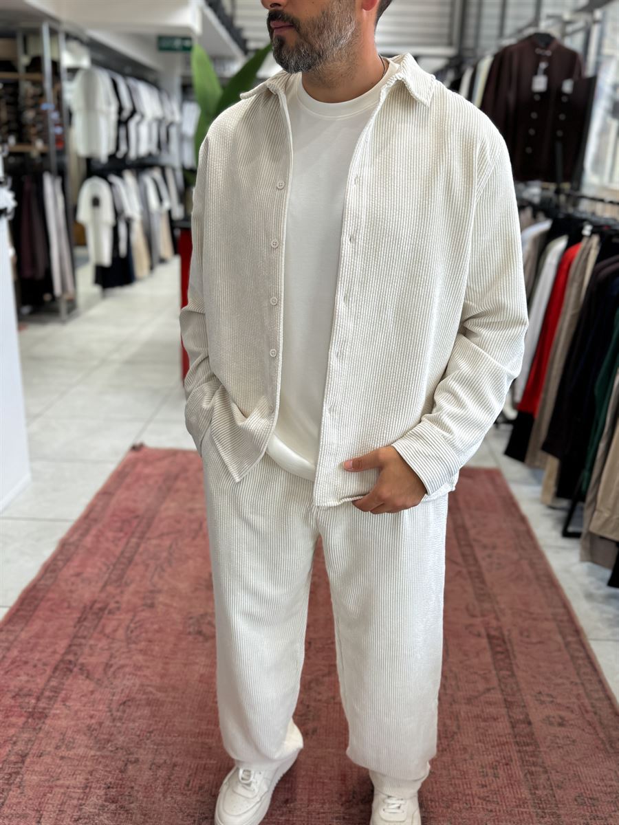 Ecru Velvet Basic Shirt TW-7002