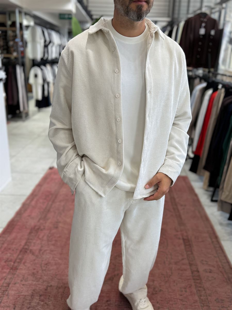 Ecru Velvet Basic Shirt TW-7002