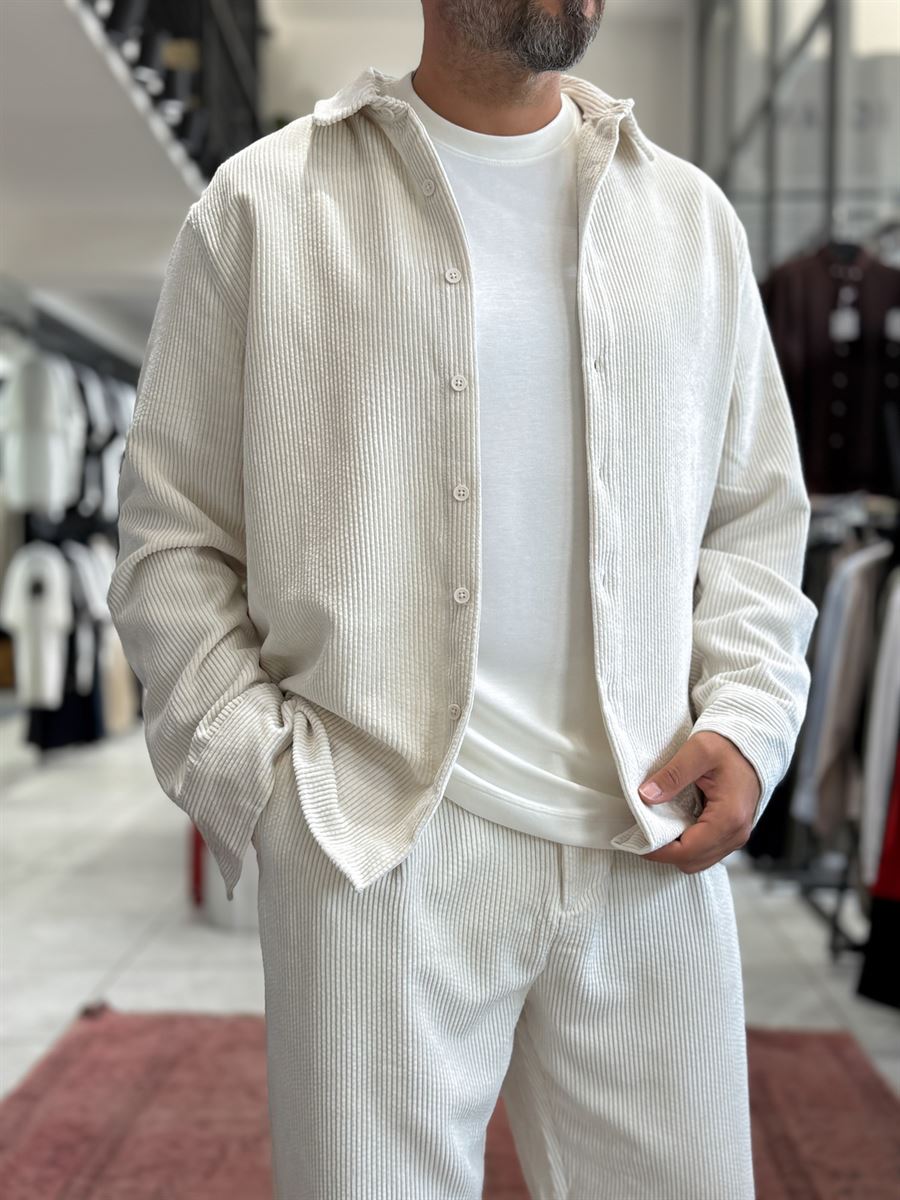 Ecru Velvet Basic Shirt TW-7002