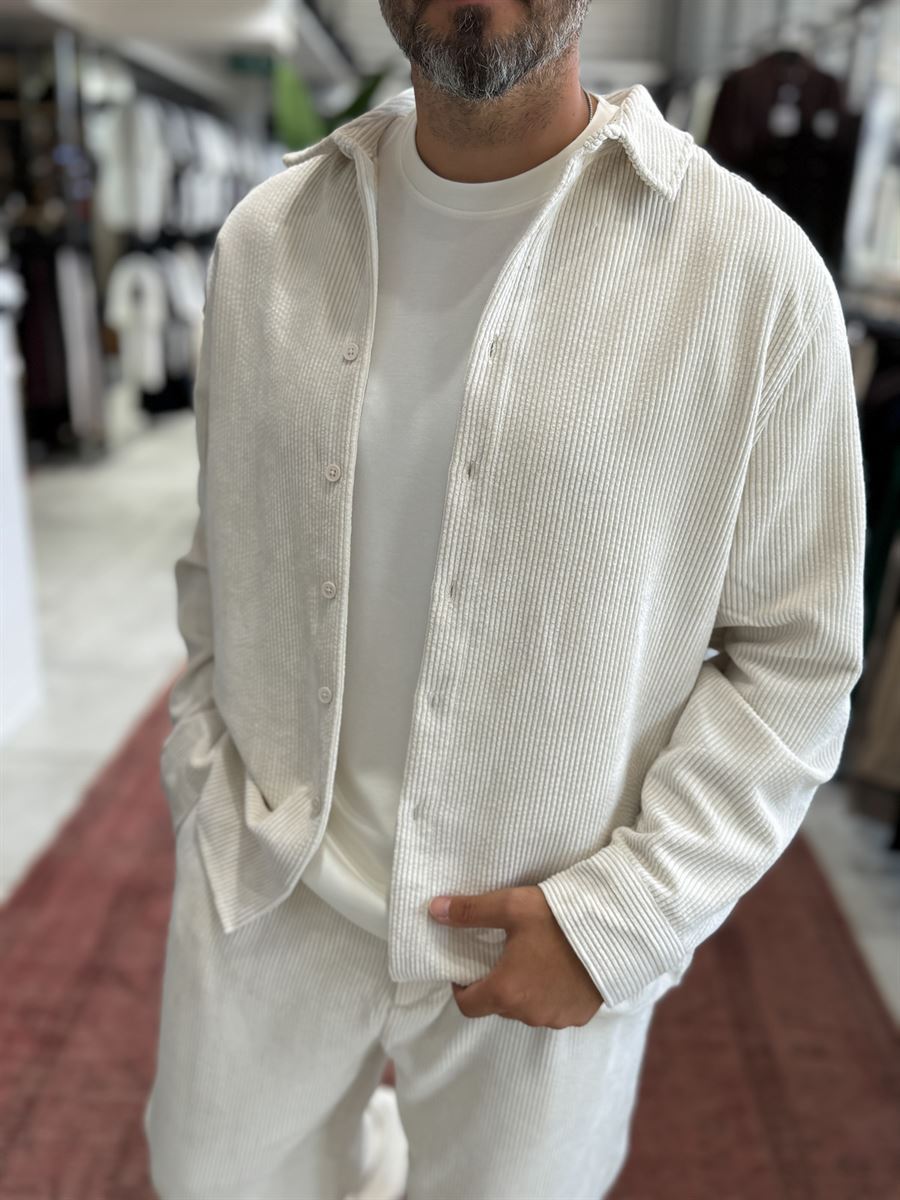 Ecru Velvet Basic Shirt TW-7002