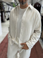 Ecru Velvet Basic Shirt TW-7002