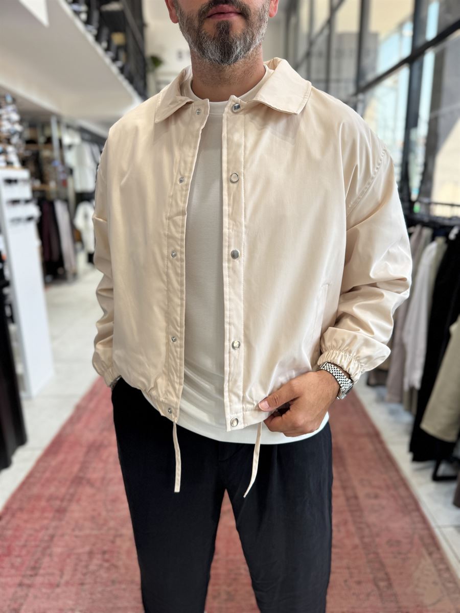 Beige Lined Button-Down Jacket TW-7050