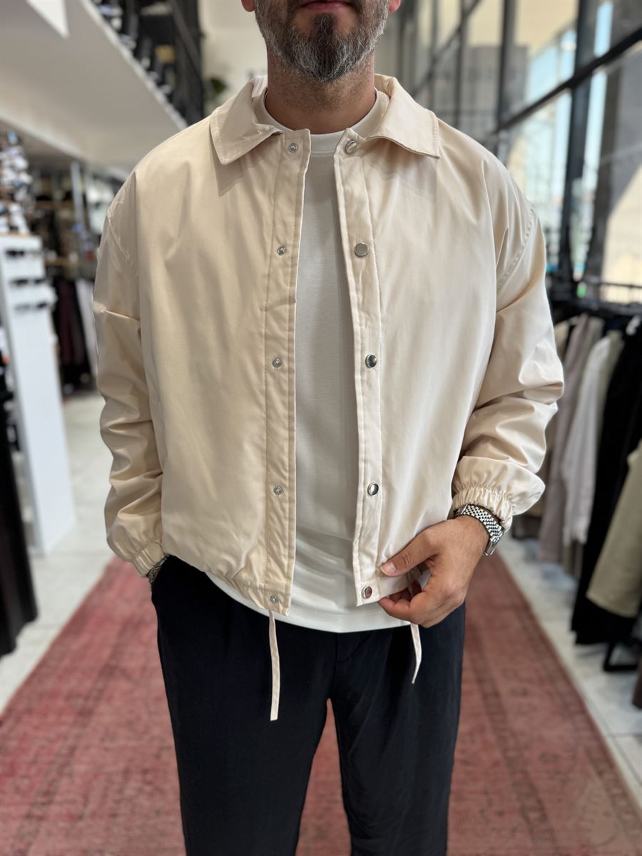 Beige Lined Button-Down Jacket TW-7050
