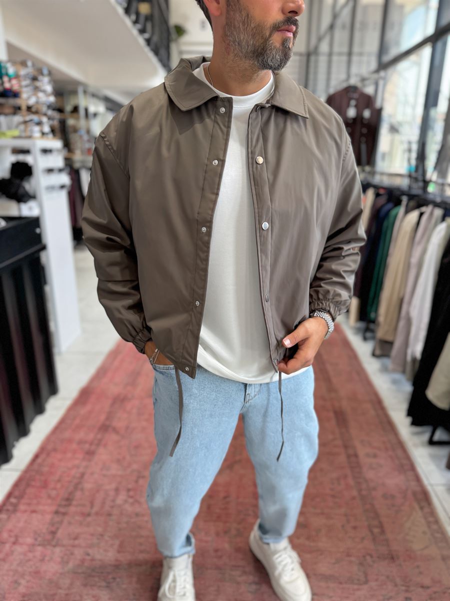 Brown Lined Button-Down Jacket TW-7050