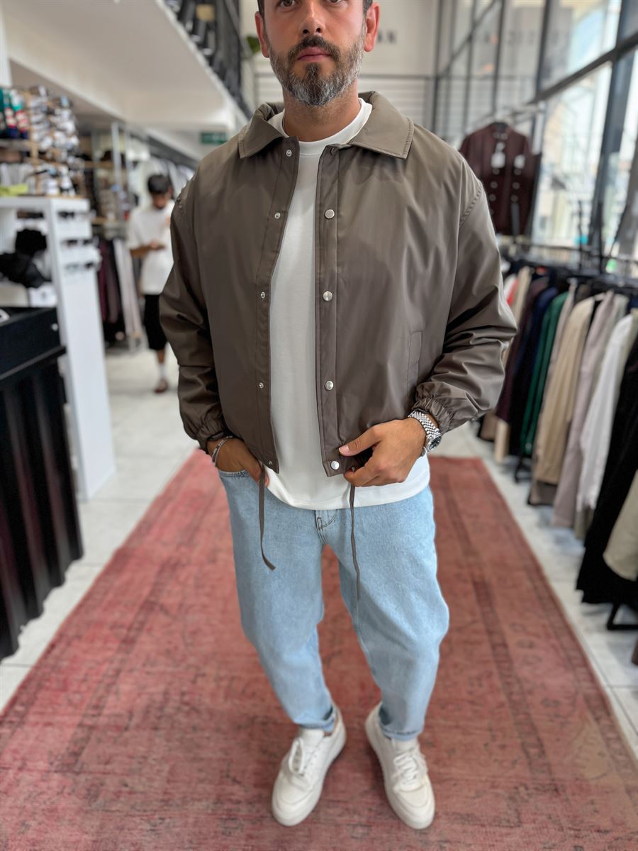 Brown Lined Button-Down Jacket TW-7050
