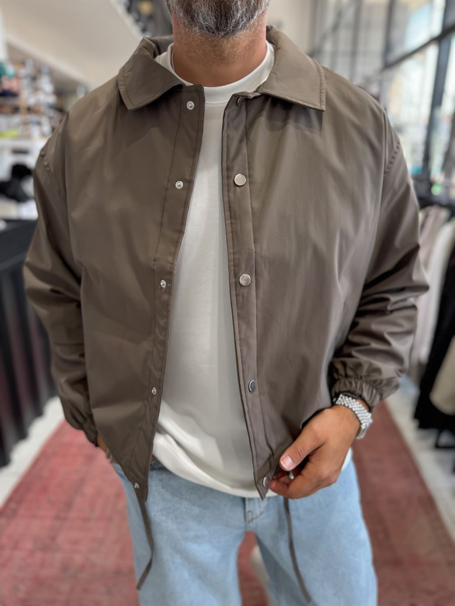 Brown Lined Button-Down Jacket TW-7050