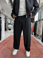 Black Pleated Tencel Baggy Pants TW-7016