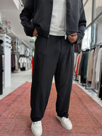 Black Pleated Tencel Baggy Pants TW-7016
