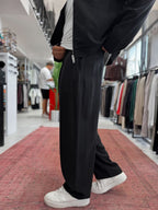 Black Pleated Tencel Baggy Pants TW-7016
