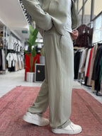 Green Pleated Tencel Baggy Pants TW-7016