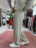 Green Pleated Tencel Baggy Pants TW-7016