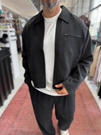 Black Zip-Up Tencel Jacket TW-7015