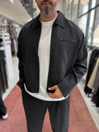 Black Zip-Up Tencel Jacket TW-7015