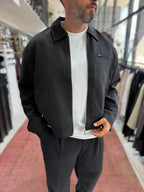 Black Zip-Up Tencel Jacket TW-7015