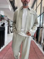 Green Tencel Jacket with Zipper TW-7015
