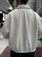 Ecru Zip-Up Velvet Jacket TW-7003