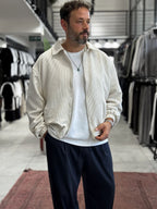 Ecru Zip-Up Velvet Jacket TW-7003