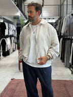 Ecru Zip-Up Velvet Jacket TW-7003