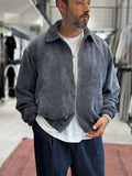Charcoal Zip-Up Velvet Jacket TW-7003