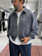 Charcoal Zip-Up Velvet Jacket TW-7003