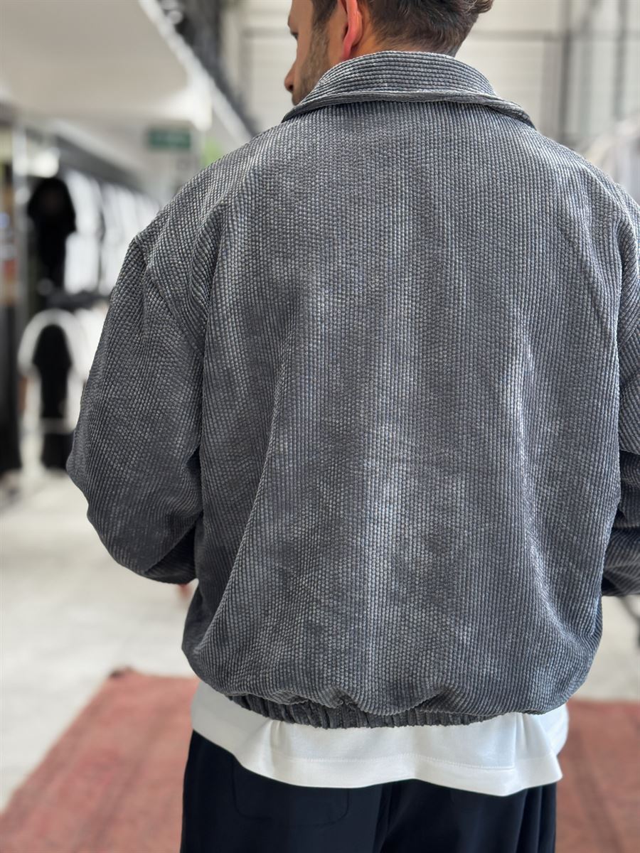 Charcoal Zip-Up Velvet Jacket TW-7003