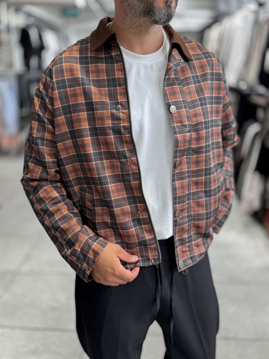 Brown Plaid Zip-Up Jacket MRK-2351