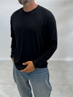 Black Collar-Stitched Basic Sweatshirt MRK-2869
