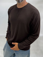 Brown Collar-Stitched Basic Sweatshirt MRK-2869