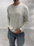 Light Gray Collar-Stitched Basic Sweatshirt MRK-2869