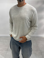 Light Gray Collar-Stitched Basic Sweatshirt MRK-2869