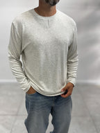 Light Gray Collar-Stitched Basic Sweatshirt MRK-2869