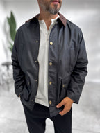 Black Zip-Up Leather Jacket with Pockets MRK-2341