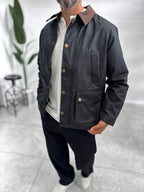 Black Zip-Up Leather Jacket with Pockets MRK-2341