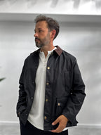 Black Zip-Up Leather Jacket with Pockets MRK-2341