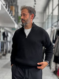Black Half-Zip Knit Sweatshirt MRK-1902