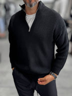 Black Half-Zip Knit Sweatshirt MRK-1902
