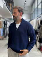 Navy Half-Zip Knit Sweatshirt MRK-1902