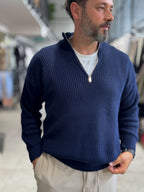 Navy Half-Zip Knit Sweatshirt MRK-1902