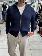 Navy Zip-Up Knit Sweatshirt MRK-2850