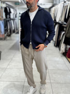 Navy Zip-Up Knit Sweatshirt MRK-2850