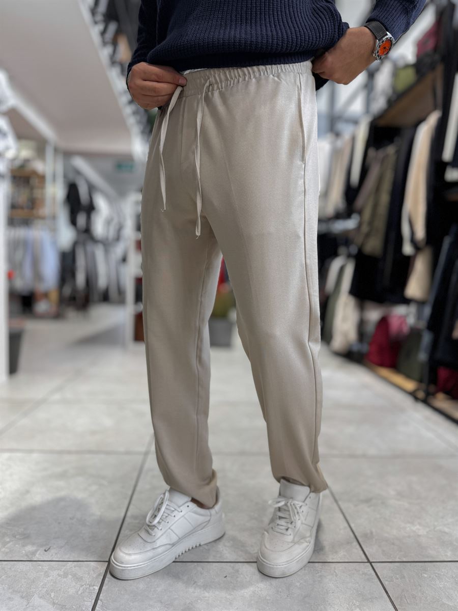 Beige Regular Fit Trousers MRK-2810