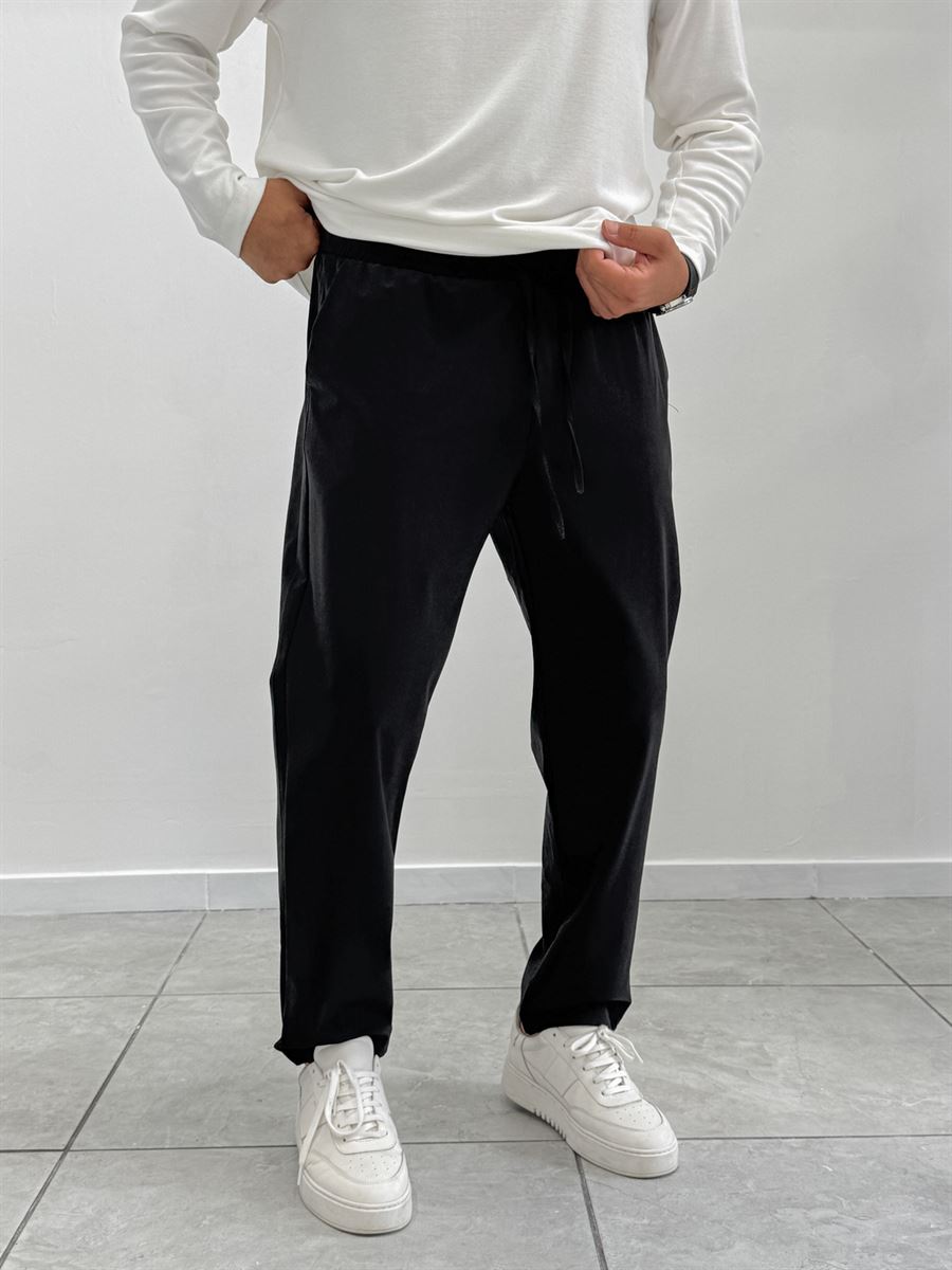 Black Parachute Fabric Boyfriend Trousers MRK-2862